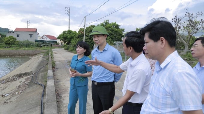 Đoàn giám sát kiểm tra công trình thủy lợi trên địa bàn thị xã Đông Triều. Ảnh: Bảo Thắng