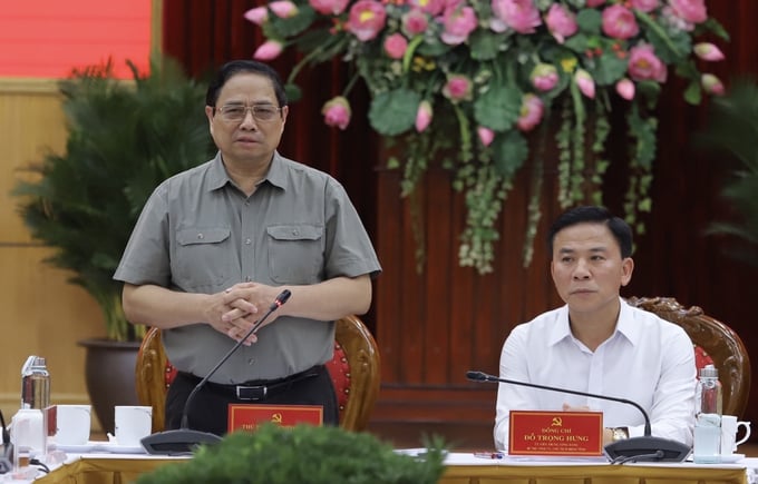 Thủ tướng Chính phủ Phạm Minh Chính phát biểu tại buổi làm việc với lãnh đạo tỉnh Thanh Hóa.