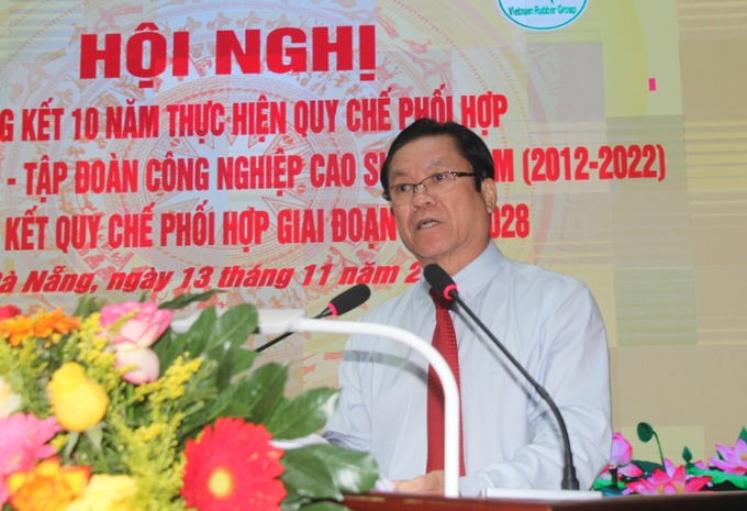 Ông Lê Thanh Hưng, Tổng Giám đốc Tập đoàn Công nghiệp Cao su Việt Nam kỳ vọng mối quan hệ giữa đơn vị và Bộ Tư lệnh Quân khu 5 sẽ khăng khít hơn nữa. Ảnh: L.K.