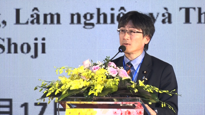Ông Maitachi Shoji, Thứ trưởng chuyên trách Bộ Nông, Lâm nghiệp và Thủy sản Nhật Bản, chia sẻ về hợp tác trong lĩnh vực nông nghiệp giữa Việt Nam và Nhật Bản. Ảnh: Nguyễn Thành.