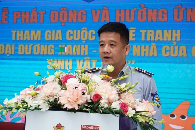 Mr. Duong Van Cuong, Deputy Director of the Fisheries Surveillance Department, speaks at the opening ceremony. Photo: Hong Tham.