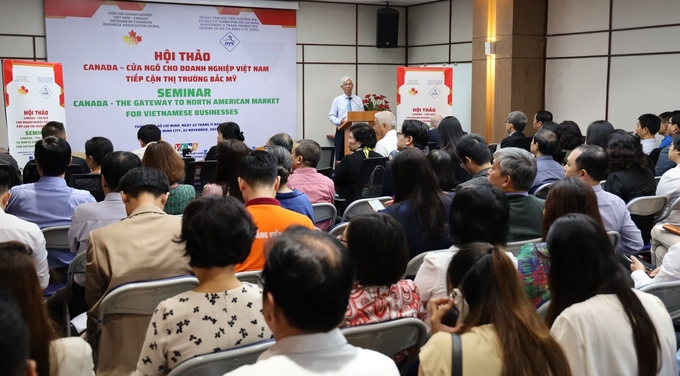 Hội thảo do Trung tâm Xúc tiến Thương mại và Đầu tư TP.HCM (ITPC) phối hợp Hiệp hội Doanh nghiệp Việt Nam - Canada (VCBA) tổ chức. Ảnh: ITPC.