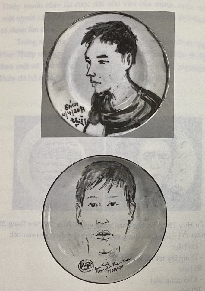 Nhà văn Nguyễn Huy Thiệp vẽ hai con trai Nguyễn Phan Bách và Nguyễn Phan Khoa.