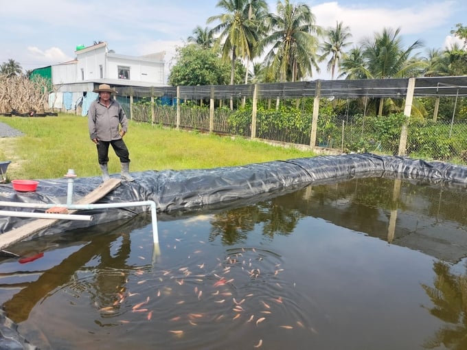 Farmers in Ben Tre province storing fresh water in floating reservoirs. Photo: Minh Dam.