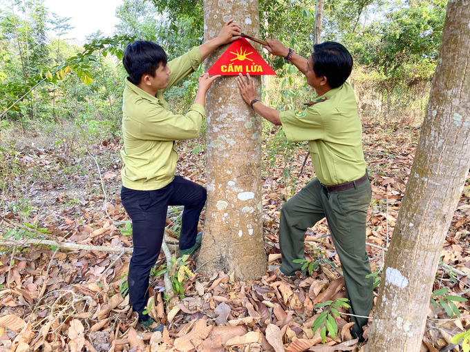 Vào mùa khô lực lượng kiểm lâm An Giang đều gắn đặt bảng cảnh báo phòng chống cháy rừng và vận động người dân hạn chế vào rừng. Ảnh: Lê Hoàng Vũ.