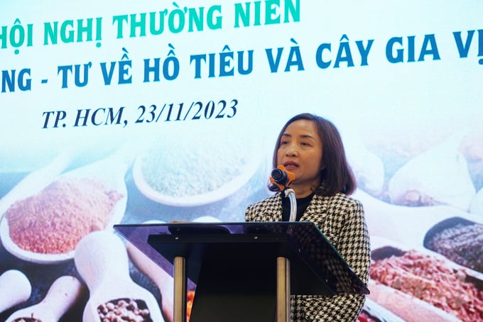 Ms. Hoang Thi Lien, Chairwoman of VPSA, giving a speech at the conference. Photo: Nguyen Thuy.