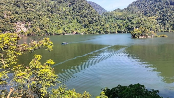 Ba Be Lake is considered a blue pearl among the vast of Viet Bac. Photo: NT.