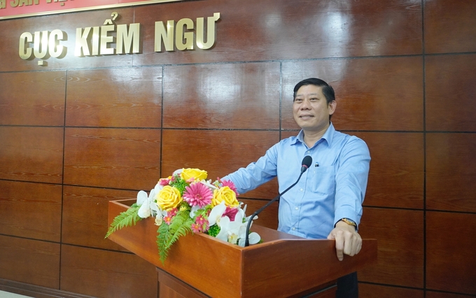 Ông Nguyễn Quang Hùng, Cục trưởng Cục Kiểm ngư cho biết, chuyển đổi số là một trong những nội dung rất quan trọng để giảm tải thời gian hoạt động chân tay, thủ tục hành chính, văn bản giấy… Ảnh: Hồng Thắm.