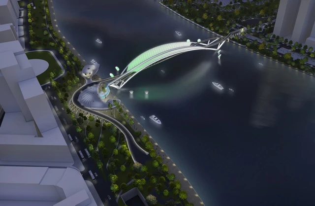 Phối cảnh 3D dự án cầu đi bộ bắc qua sông Sài Gòn. Ảnh: Nutifood.