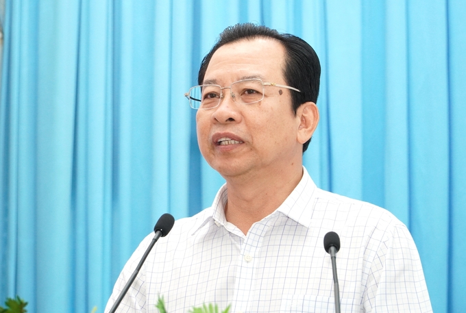 Ông Vương Quốc Nam, Phó Chủ tịch UBND tỉnh Sóc Trăng xác định, giai đoạn 2021 – 2025, các mô hình nuôi tôm ứng dụng công nghệ cao là hướng phát triển chính của ngành nông nghiệp. Ảnh: Kim Anh.