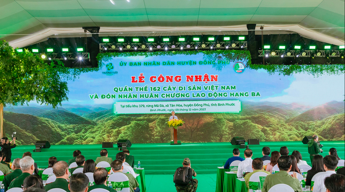 Lễ công nhận 162 cây di sản Việt Nam, và đón nhận Huân chương Lao động hạng Ba tại tiểu khu 379 rừng Mã Đà, xã Tân Hòa, huyện Đồng Phú, tỉnh Bình Phước.