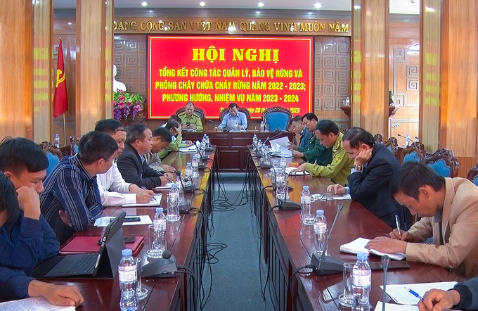 Quang cảnh hội nghị tổng kết công tác quản lý, bảo vệ và phòng chống cháy rừng của huyện Tam Đường (Lai Châu). Ảnh: C.T.