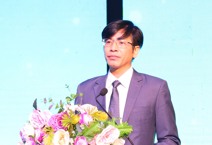 Ông Phạm Văn Báu, Chủ tịch Hội Nhà báo tỉnh Thanh Hóa phát biểu tại lễ kỷ niệm.