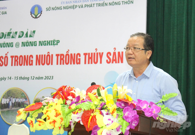 Ông Lê Bá Thành, Phó Giám đốc Sở NN-PTNT Bắc Giang chia sẻ về tình hình ứng dụng công nghệ số trong nuôi trồng thủy sản của Bắc Giang. Ảnh: Trung Quân.