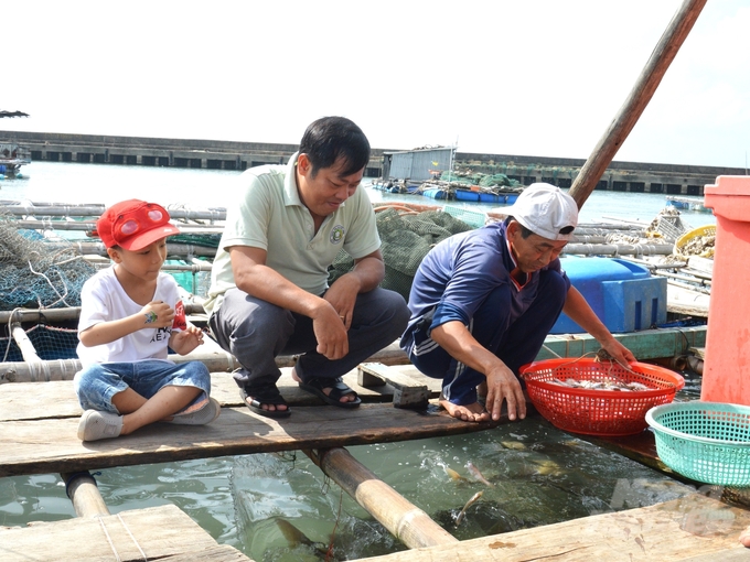 Thứ trưởng Phùng Đức Tiến chỉ đạo, tỉnh Kiên Giang cần phải thay đổi quy trình nuôi hiện đại, thay thế lồng nuôi tự chế tạm bợ bằng lồng nhựa HPDE, thay đổi thức ăn tươi từ nguồn cá tự nhiên sang thức ăn công nghiệp. Ảnh: Trung Chánh.