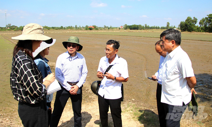 Thứ trưởng Bộ NN-PTNT Trần Thanh Nam (bìa phải) khảo sát, làm việc với HTX Nông nghiệp Gò Gòn ở huyện Tân Hưng (Long An). Ảnh: Lê Hoàng Vũ.