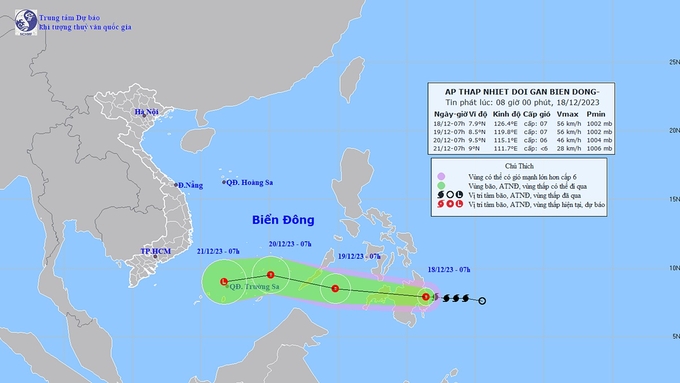 Thời tiết hôm nay 18/12: Tin bão JELAWAT mới nhất. Ảnh: TT KTTV Quốc gia