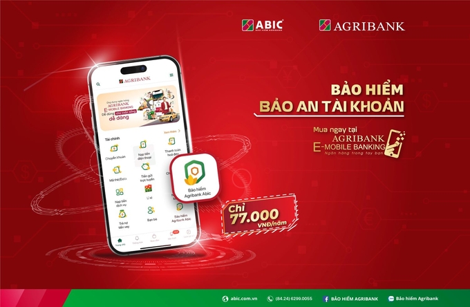 Sản phẩm Bảo an tài khoản, tấm khiên bảo vệ túi tiền online. Ảnh: Bảo hiểm Agribank.