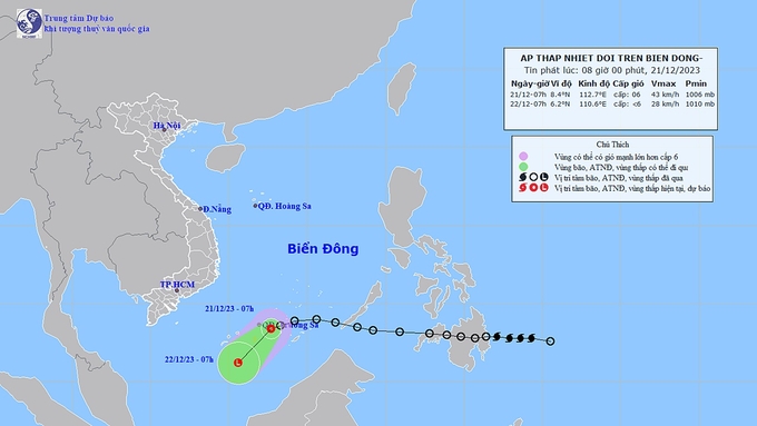Thời tiết hôm nay 21/12/2023: Tin tức áp thấp nhiệt đới trên biển Đông