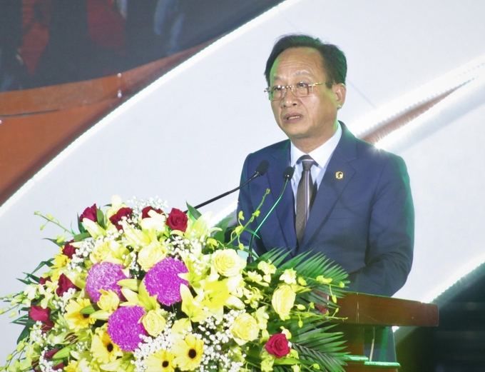 Ông Phạm Văn Thiều, Chủ tịch UBND tỉnh Bạc Liêu phát biểu tại lễ khai mạc. Ảnh: Trọng Linh.