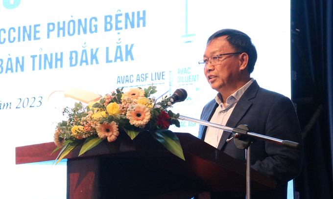 Ông Vũ Đức Côn, Phó Giám đốc Sở NN-PTNT tỉnh Đắk Lắk phát biểu tại hội nghị. Ảnh: Quang Yên.