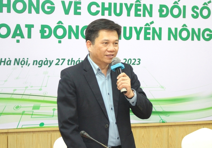Theo ông Lê Minh Lịnh, Phó Giám đốc Trung tâm KNQG, chuyển đổi số khuyến nông nhằm đổi mới hình thức, phát triển hệ thống khuyến nông trên môi trường số. Ảnh: Trung Quân.