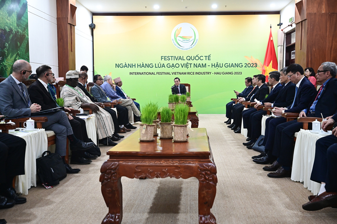 Deputy Prime Minister Tran Luu Quang met with international leaders during the International Festival of Vietnam Rice Industry - Hau Giang 2023.