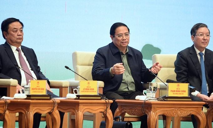 Thủ tướng Phạm Minh Chính phản hồi ý kiến của nông dân tại Hội nghị. 