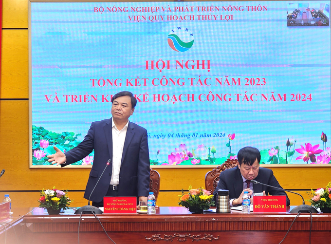 Thứ trưởng Nguyễn Hoàng Hiệp yêu cầu Viện Quy hoạch Thủy lợi phải xây dựng và trình Bộ đề án về chức năng nhiệm vụ, cơ cấu tổ chức bộ máy đến năm 2030, gắn với đó là vị trí việc làm.