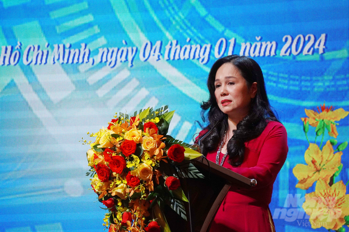 Mrs. Phan Thi My Yen, President of the Center for Research and Development of Vietnamese Brands, General Secretary of the Vietnam Association of Science and Technology Enterprises. Photo: Nguyen Thuy.