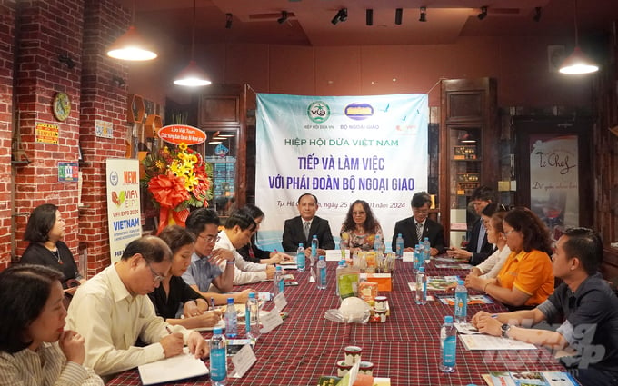 Các Đại sứ đã lắng nghe chia sẻ, giới thiệu của các doanh nghiệp ngành dừa. Ảnh: Nguyễn Thủy.