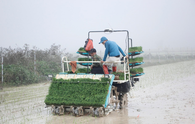 Mô hình áp dụng đồng bộ cơ giới hóa vào sản xuất. Ảnh: Việt Khánh.