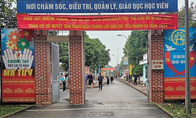 Cổng vào cơ sở Cai nghiện ma túy số 4 Hà Nội, xã Yên Bài, huyện Ba Vì. Ảnh: Bảo Thắng.