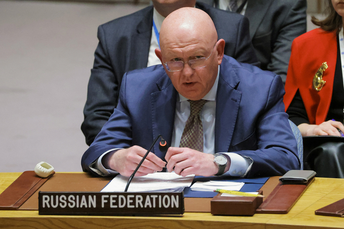 Đại diện thường trực của Nga tại Liên Hợp Quốc Vasily Nebenzia. Ảnh: Reuters.