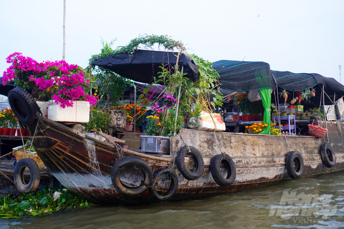 Những du khách Tây cười vui và thư giãn trên thuyền trên dòng sông Hậu, hòa mình vào không gian Tết ấm áp và sôi động của chợ nổi Cái Răng.