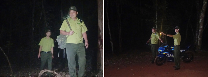 Lực lượng kiểm lâm thuộc Trạm Kiểm lâm Di tích Trung ương Cục miền Nam (Khu Bảo tồn Thiên nhiên - Văn hóa Đồng Nai) tuần tra trong đêm Giao thừa. 
