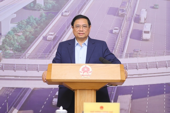 Thủ tướng Phạm Minh Chính phát biểu tại Phiên họp thứ 9 của Ban Chỉ đạo Nhà nước các công trình, dự án quan trọng quốc gia, trọng điểm ngành giao thông vận tải. Ảnh: VGP.