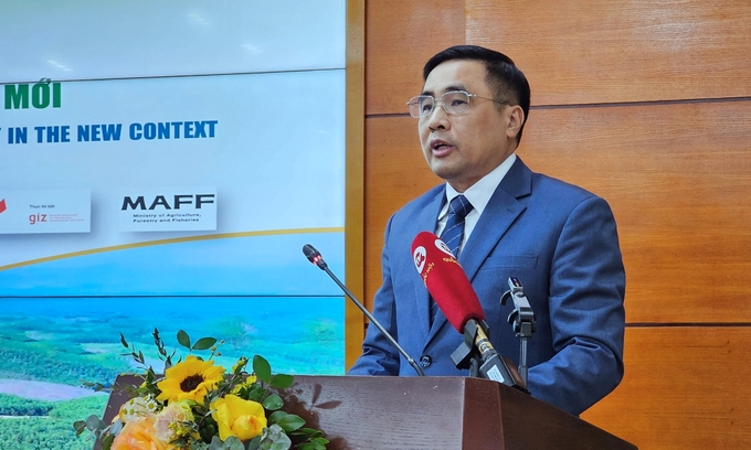 Thứ trưởng Nguyễn Quốc Trị phát biểu khai mạc tại hội thảo sáng 27/2. Ảnh: Bảo Thắng.