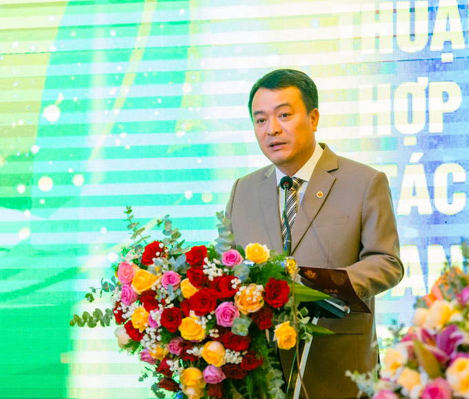 Ông Đặng Hồng Tuấn, Tổng giám đốc Tổng Công ty Cà phê Việt Nam phát biểu tại Lễ ký kết.