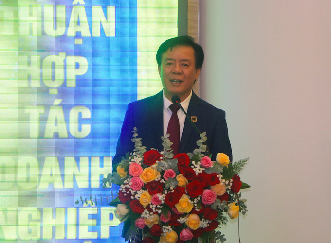 Ông Ngô Văn Đông, Tổng giám đốc Công ty CP Phân bón Bình Điền, Chủ tịch HĐQT Công ty CP Bình Điền – MeKong phát biểu tại Lễ ký kết.