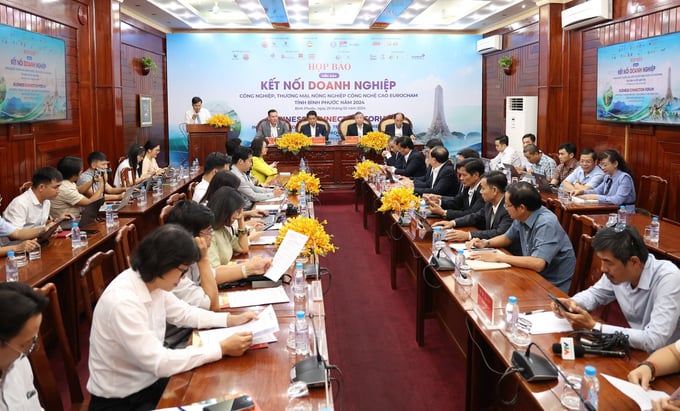 The press conference to announce the organization plan of 'Business connection forum: Industrial, trading and high-tech agriculture Eurocham – Binh Phuoc 2024' was held on February 29.