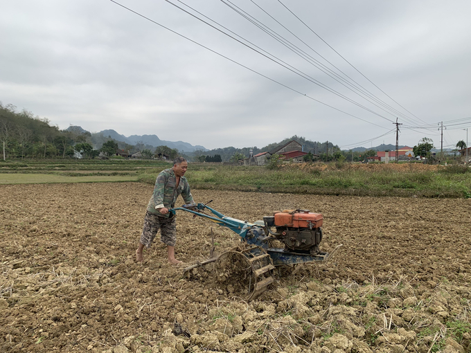 Người dân huyện Văn Quan (tỉnh Lạng Sơn) cày ải đất chuẩn bị sản xuất vụ xuân. Ảnh: Nguyễn Thành.