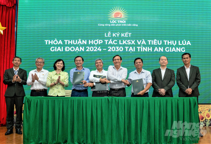 Tập đoàn Lộc Trời ký kết thỏa thuận Liên kết sản xuất và tiêu thụ lúa trên diện tích 200.000ha, giai đoạn 2024 - 2030 tại tỉnh An Giang.