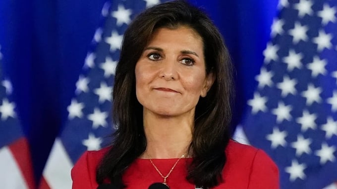 Cựu Đại sứ Mỹ tại Liên hợp quốc Nikki Haley tuyên bố dừng tranh cử hôm 6/3. Ảnh: USA Today. 