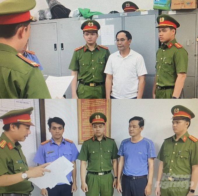 Cơ quan điều tra tống đạt các quyết định tố tụng đối với Đinh Việt Cường (hình trên) và Phan Phương Đại (hình dưới). Ảnh: Công an cung cấp.