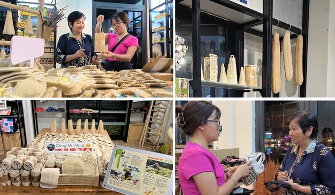 Ms. Vu Kim Anh, Deputy Director of BSA, introduces to reporters of the Vietnam Agriculture Newspaper the products that international customers prefer to choose as gifts at Vietnam One Stop. Photo: Le Binh.