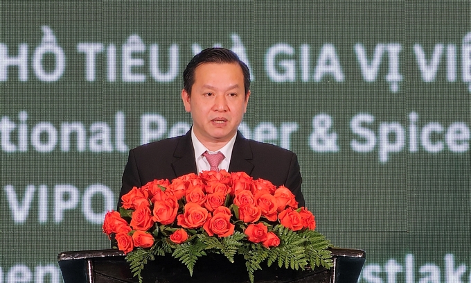 Cục trưởng Cục BVTV Huỳnh Tấn Đạt phát biểu khai mạc Hội nghị quốc tế về hồ tiêu và gia vị Việt Nam (VIPO 2024). Ảnh: Bảo Thắng.