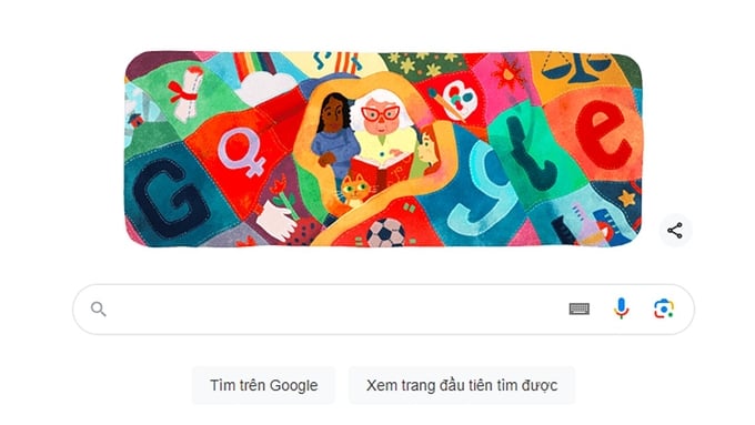Trọng tâm của Google Doodle lần này là nhóm phụ nữ trong 'chiếc chăn thêu biểu tượng của sự tiến bộ'