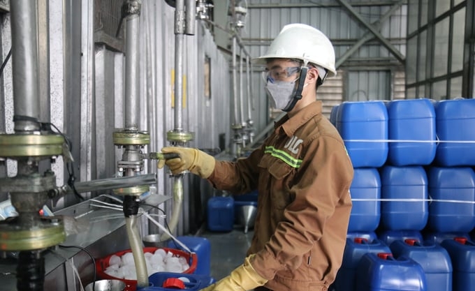 To ensure orders, Duc Giang Lao Cai Chemical Company Limited's workers comply with safety procedures and production plans. Photo: Hai Dang.