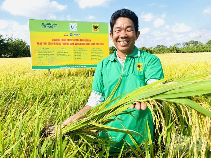 The 'Smart rice farming model in association with low emission and green growth in the Mekong Delta region', as presented at Mr. Le Thanh Tung's household in Thoi Hiep 2 hamlet, Dong Thang commune, Co Do district, Can Tho city. Photo: Le Hoang Vu.